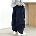 thumbnail image 6 of Spazoro Boys 100% Cotton Wide Leg Pants with Pockets, Elastic Waist Baggy Breathable Casual Trousers for Street Daily Wear Black Size 7-8, 6 of 8