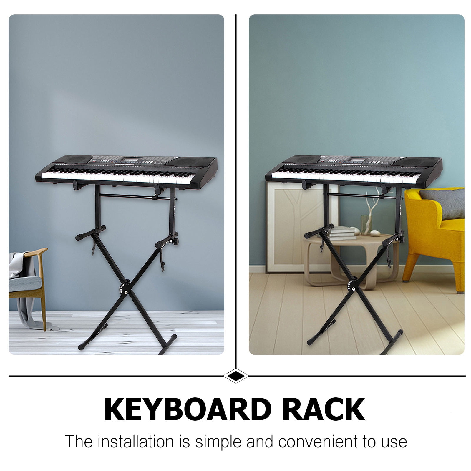 TOYMYTOY Heavy Duty Black Keyboard Stand Rack with Rubber Pads for Electronic Organ