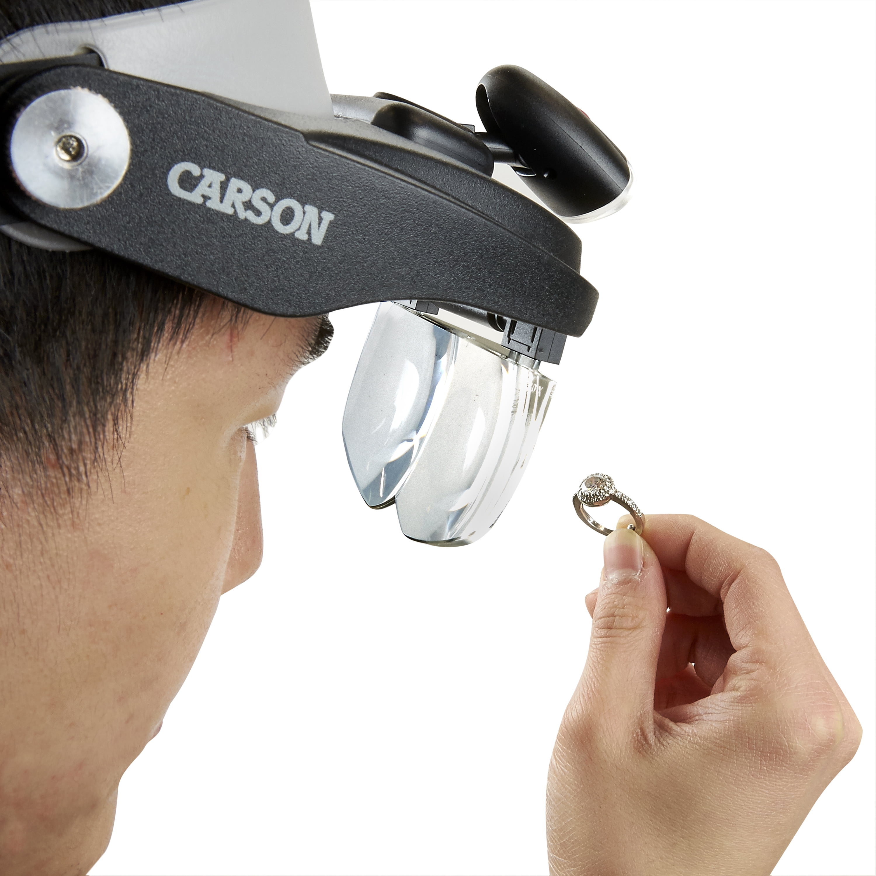 Carson MagniVisor Deluxe Head-Worn Magnifying Glass Visor with 4 Magnifier Lenses (1.5x/2x/2.5x/3x)