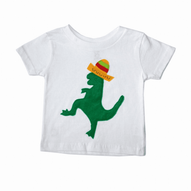 Mexican Dancing Dinosaur with Sombrero Kids T-Shirt
