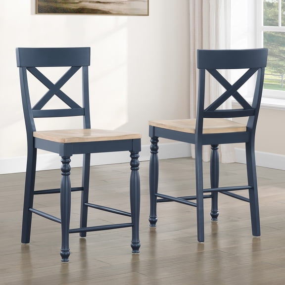 Steve Silver Darcy Farmhouse Blue Counter Height Dining Chairs, Set of 2