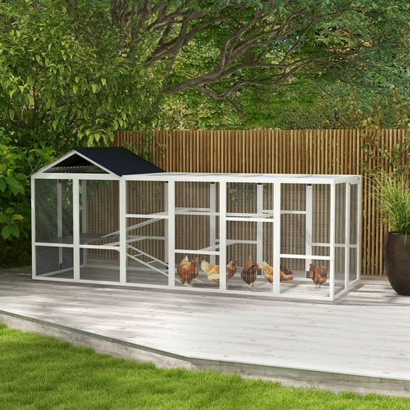 PawHut 49" Wooden Chicken Coop Run for 6-10 Chickens with Storage