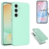 Njjex For Galaxy S24 FE 5G Case with Screen Protector,Liquid Silicone Soft Gel Rubber Slim Microfiber Lining Cushion Texture Cover Shockproof Protective Case for Samsung S24 FE 6.7", Green