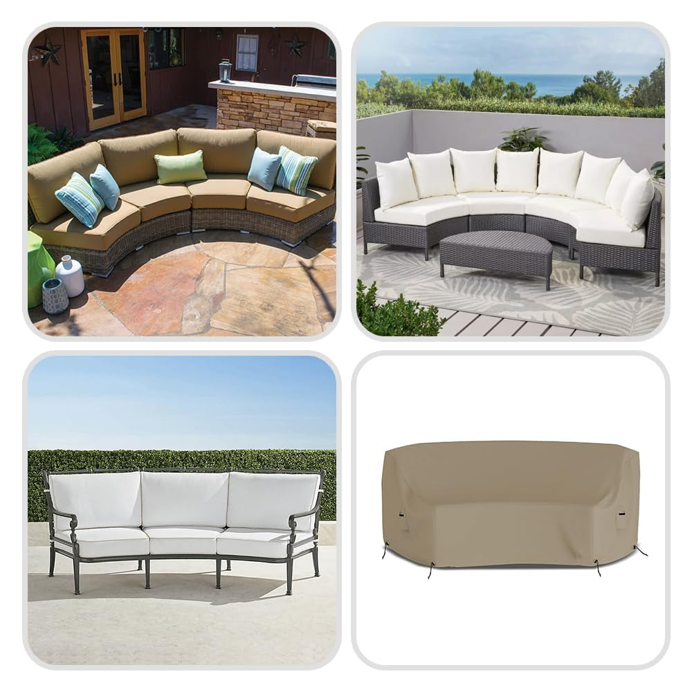 Covers & all Curved Outdoor Couch Cover, 1000D Waterproof, UV-Resistant Patio Furniture Cover