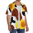 thumbnail image 4 of Gaeub Cow Print Sunflower Men's Lapel Short Sleeve Shirt, Relaxed Fit Shirt, Soft and Breathable for Outdoors Party Travel - X-Large, 4 of 7
