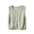 thumbnail image 7 of Wyongtao Womens Sweater Vest Knitted V Neck Sleeveless Button Down Cardigan Lightweight Casual Trendy Fall Clothes (L, Army Green), 7 of 7
