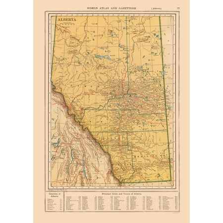 Historic Map - Alberta Canada - Reynold 1921 - Vintage Wall Art