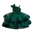 thumbnail image 1 of BYHONG Robe de Fille Codkkre Fleurs Nœud Papillon Robes pour Enfants Manches à Volants Robe Ligne A Été Pâques Robe Fille Col Rond Décontractée Robes d'Été pour Filles Rose Vif 9-10 Ans, 1 of 4