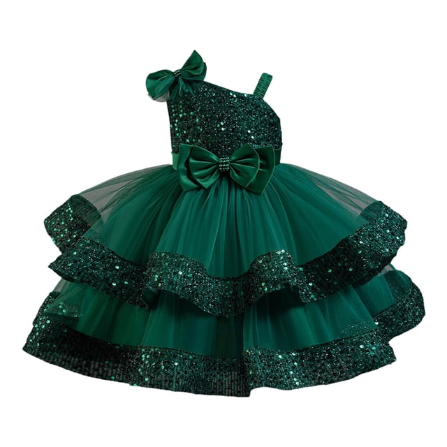 BYHONG Robe de Fille Codkkre Fleurs Nœud Papillon Robes pour Enfants Manches à Volants Robe Ligne A Été Pâques Robe Fille Col Rond Décontractée Robes d'Été pour Filles Rose Vif 9-10 Ans