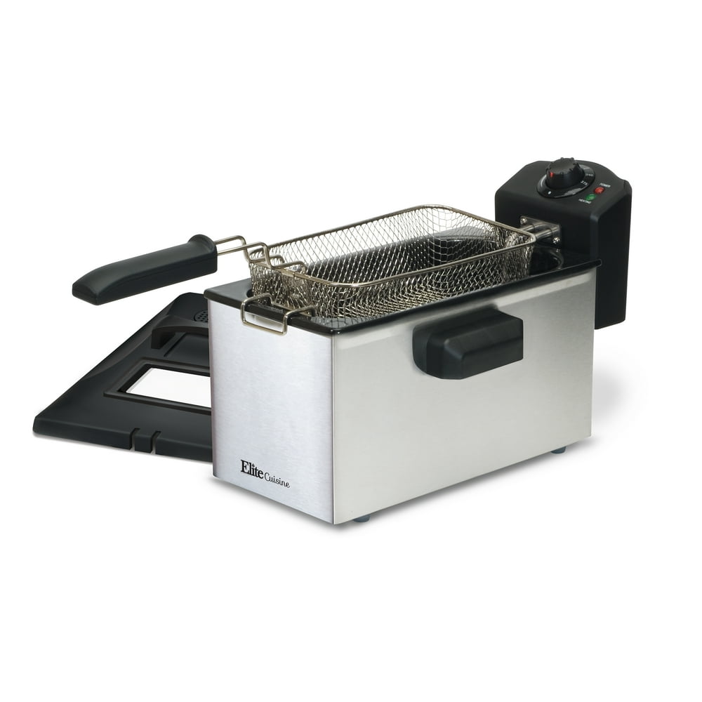 Elite Gourmet EDF3507 3.5Quart Immersion Deep Fryer, Stainless Steel