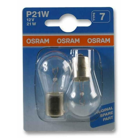 OSRAM P21W BA15s 12V 21W Clear Automotive Bulb, Fits Car, Twin Pack