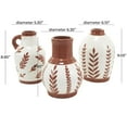 thumbnail image 3 of DecMode 6"W, 9"H Floral White Ceramic Vase with Terracotta Colored Detailing, Set of 3, 3 of 12