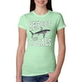 thumbnail image 2 of Wild Bobby Respect The Locals Save Our Oceans Shark Animal Lover Women Slim Fit Junior Tee, Mint, Medium, 2 of 6