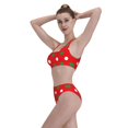 thumbnail image 5 of Vsdgher Womens High Waisted Bikini Sets Two Piece Swimsuit White and Green Polka Dot Print Tummy Control Bathing Suit-Medium, 5 of 8