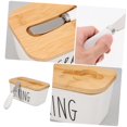 thumbnail image 3 of Ceramic Butter Dish with Knife Butter Holder Large Lid Cutter Set European Style, 3 of 5
