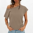 thumbnail image 2 of Karymi Shirts for Women Asymmetrical Off‑the‑Shoulder Top, Dolman Cap Short Sleeve Solid Loose‑Fit Blouse, Casual Summer Streetwear Daily‑Wear T‑Shirt Going Out Tops, 2 of 9