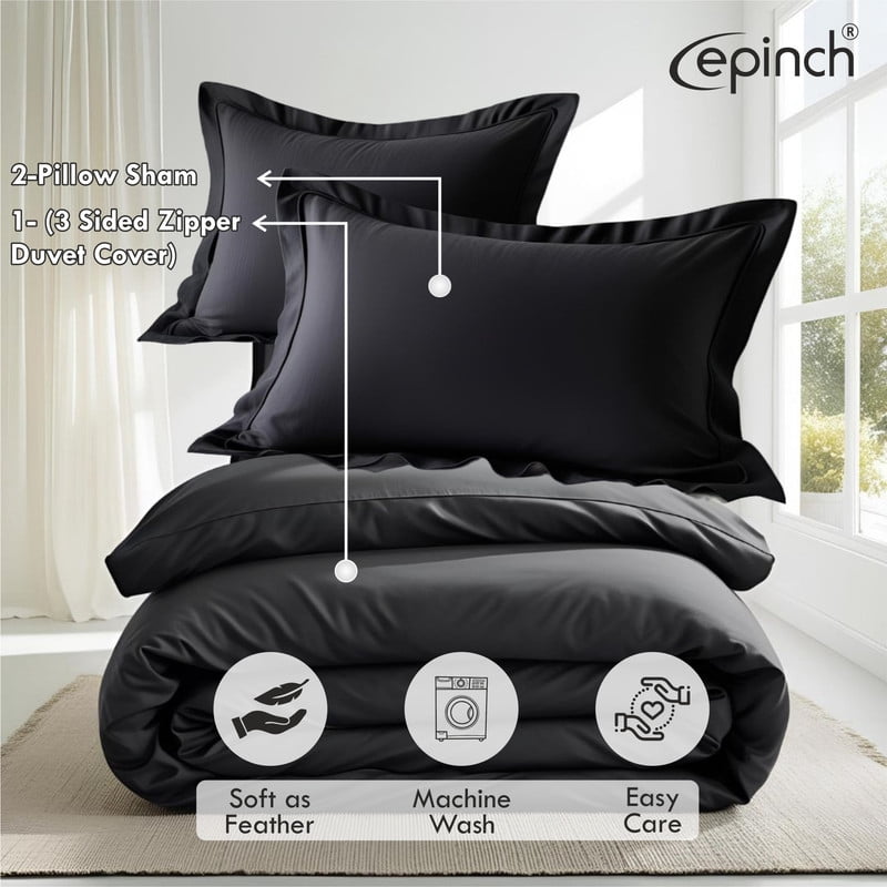3 Sided Zipper Duvet Cover Set Easy to Use Home & Hotel Soft Microfiber 3 PCS 1-Duvet Cover & 2- Pillow Sham No Comfoter Taxas King 120 X 120 Inch