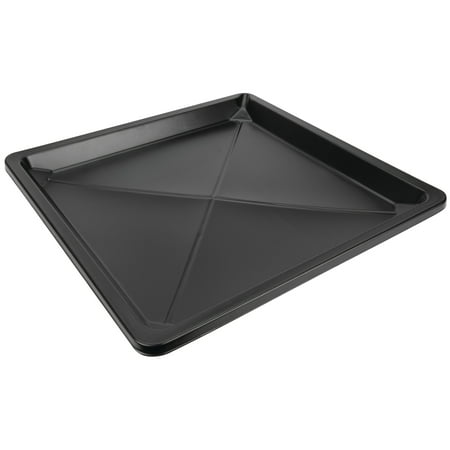 Performance Tool W4062 22 Inch by 22 Inch Plastic Drip Pan - Chemical-Resistant Polypropylene for Garage, Bath, Plumbing, Emergencies, Vehicle Repairs, Oil Change, Pour Spout, Catch Leaks - Black