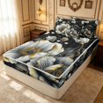 thumbnail image 3 of Erosebridal Vintage Floral Zipper Twin Comforter Sets with Fitted Sheet and 2 Pillowcases, Tropical Blossom Zipper Bedding Set, Black Reversible, Black Gold, Black Reversible, 3 of 7