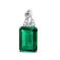 thumbnail image 2 of Mauli Jewels Engagement Necklace for Women 6.50 Carat Emerald Cut Lab Created Emerald and Diamond Pendant 4-prong 10K White Gold|Silver Chain, 2 of 4