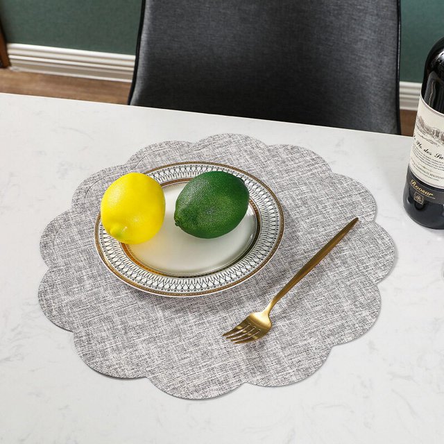 Langgg Simple Imperméable et Résistant à l'Huile Circulaire Carré imitation Chanvre PU Seal mat coaster
