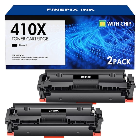 410X Toner Cartridge Compatible for HP 410X CF410X 410A CF410A Color Laserjet Pro MFP M477fnw M477fdw M477fdn M452dn M452nw M452dw M477 M452 M377 Printer Ink (Black, 2-Pack )
