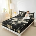 thumbnail image 4 of jejeloiu Boho Bohemian Style Full Size Sheets,Wild Animal Moth Bed Sheets,Beige Black Sheet Sets For Teens,Luxury Bedroom Decor,4 Pieces, 4 of 7