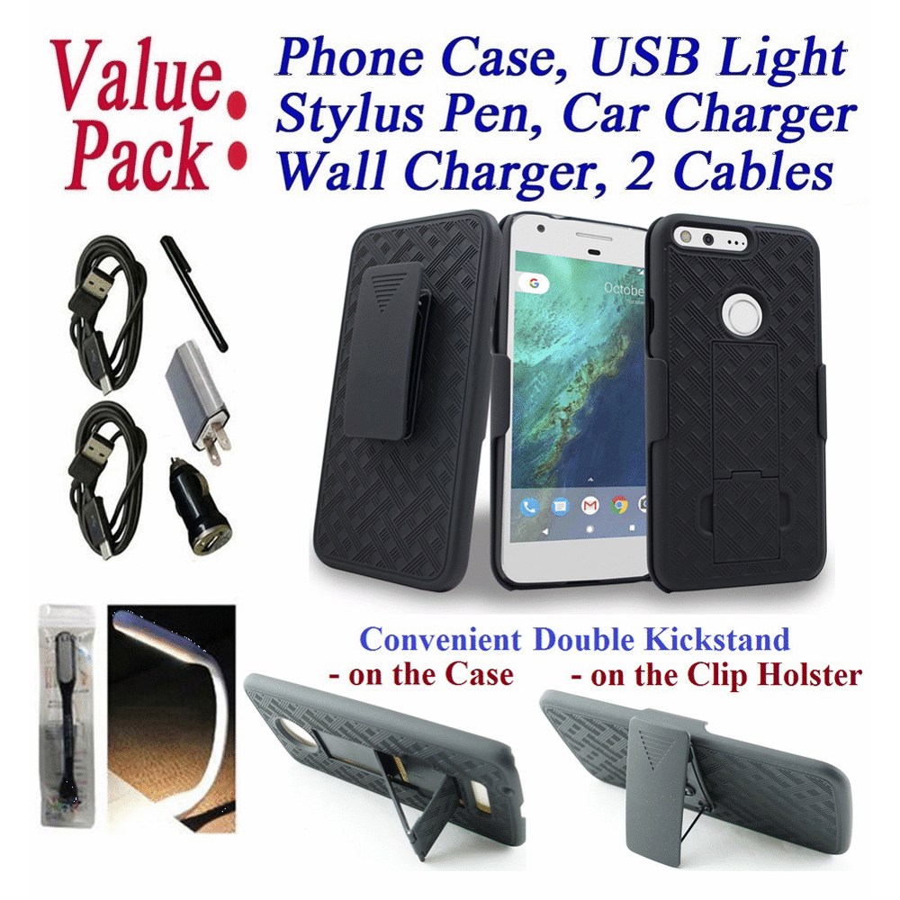Value Pack + for 5" Google Pixel Case Phone Case Belt Clip Holster 2