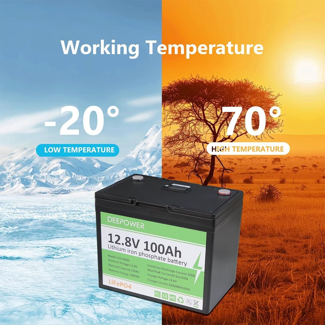 12V 100Ah LiFePO4 Lithium Battery, Grade A Cells, 5000+ Deep Cycle, with 100A BMS, for Home Energy, Boat, Rv, Solar, Backups
