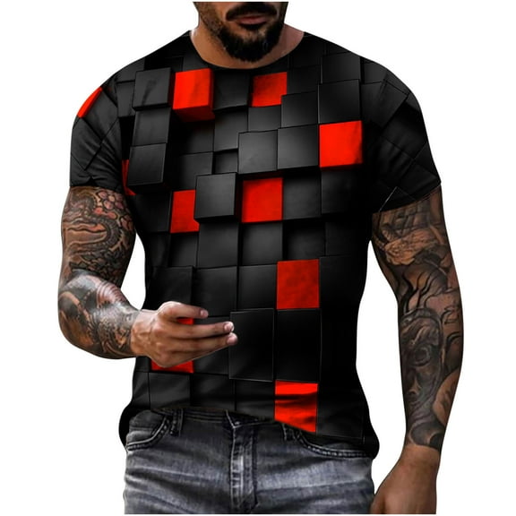 APEXFWDT Men's Casual Summer T-Shirt Big and Tall Short Sleeve Crew Neck Tee Tops 3D Print Graphic TShirt Streetwear 2X-6X
