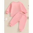 thumbnail image 3 of Suealasg Baby Girls 2Pcs Fall Winter Clothes 1T 2T 3T Toddler Girls Christmas Outfits Long Sleeve Letter Print Sweatshirt and Elastic Waist Pants Set, 3 of 7