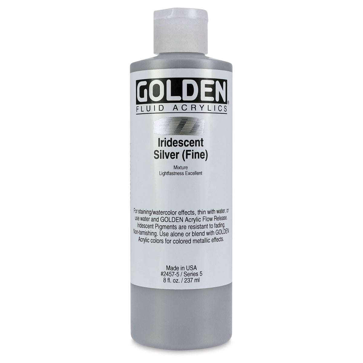 Golden Fluid Acrylics - Iridescent Silver (Fine), 8 oz bottle