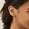 thumbnail image 2 of CROPD Pearl Earrings: 14k Gold-plated Cubic Zirconia Accented Pearl Drop Dangle Wedding Engagement Earrings For Women Bridal Bridesmaid, 2 of 10