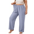 thumbnail image 2 of Zormilly Pajama Pants Women Plus Size Elastic High Waist Cotton Wide Leg Lounge Pants Casual Lightweight Sleepwear, XL-5XL, 2 of 5
