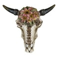 thumbnail image 2 of Western Bull Cow Skull With Floral Lilies & Golden Nailheads Wall Decor Plaque, 2 of 5