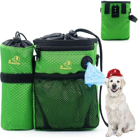 POPMISOLER Dog Treat Training Pouch for Dog Training with Poop Bag Dispenser and Multiple Pockets  Dog Walking Bag Adjustable Waist Belt Clip Shoulder Strap Dog Treat Bags 3 Ways to Wear(Green)