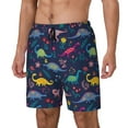 thumbnail image 2 of Uemuo Dinosaur Flowers Pattern Mens Swim Trunks Quick Dry Board Shorts with Mesh Lining, Stretch Beach Shorts Quick Dry No-Chafing Board Shorts-X-Large, 2 of 9