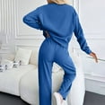 thumbnail image 5 of HAiming Women's 2 Piece Lounge Sets Solid Long Sleeve Crewneck Tops and Pants Oufits Casual Comfort Pajamas Homewear, 5 of 7