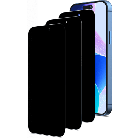 3 Pack Privacy Screen Protector for iPhone 16 Pro Max Tempered Glass Film, Anti-Spy, Full Coverage, Case Friendly