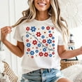 thumbnail image 3 of Fourth Of July Stars Stripes And Equal Rights Retro Floral Women's Graphic Tee 100% Cotton by TBun, Full Sizes S-5XL, 3 of 5