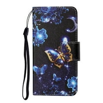 Feishell for Samsung Galaxy A14 5G 6.6 inch Wallet Case with Card Holder,Cute Pattern PU Leather Magnetic Clasp Flip Kickstand Card Slots Shockproof Phone Case for Women Girls,Moon Butterfly