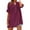 Purple, variant on Otntypg 3/4 Lenght Sleeve Button Henley Shirts for Women Casaul Solid Color Summer Ruched Pleated T-Shirts Lightweight Dressy Elegant Tunic Blouse Red L