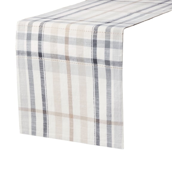 Better Homes & Garden Monday Plaid Fabric Table Runner, Beige, 14"W x 90"L