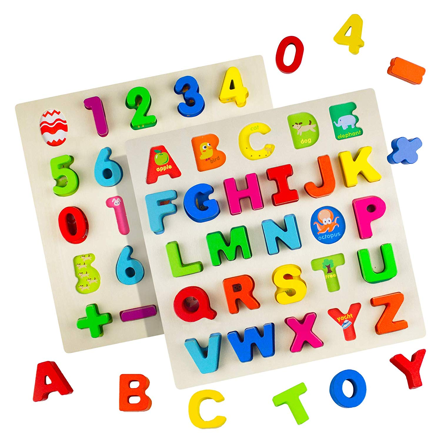 Baby Toddler Jigsaw Kids Puzzle Alphabet Number Wooden Learning Toys Busy Board