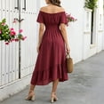 thumbnail image 5 of KICILVS Victorian Dress for Women Color Block Square Neck Bell Sleeve Tie Front Flared Maxi Length Party Dress Gown Purple, 5 of 7