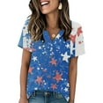thumbnail image 2 of HEILAU 4th of July Shirts for Women Independence Day American Flag Graphic Tees Patriotic V Neck 2025 Button Short Sleeve Summer Shirt Summer Tops, 2 of 8