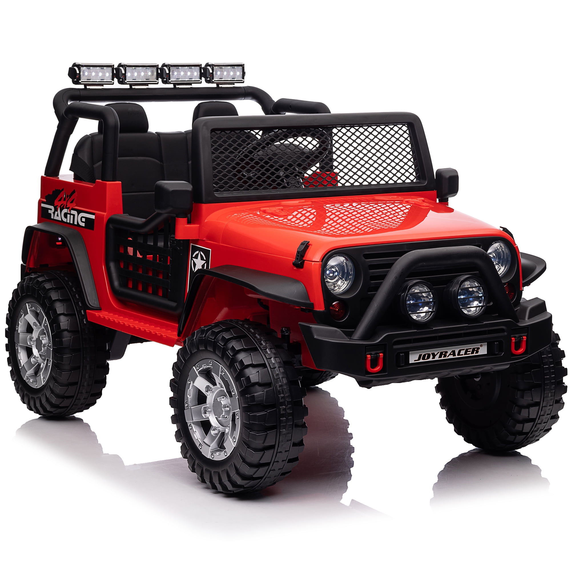 Joyracer 12V Kids Ride On Truck Car with Parent Remote Control & 2 Seater,2* 55W Motor,9 AH Battery Powered Toy Car with Spring Suspension,3 Speeds,LED Lights,Bluetooth Music for Girl Boy, Red