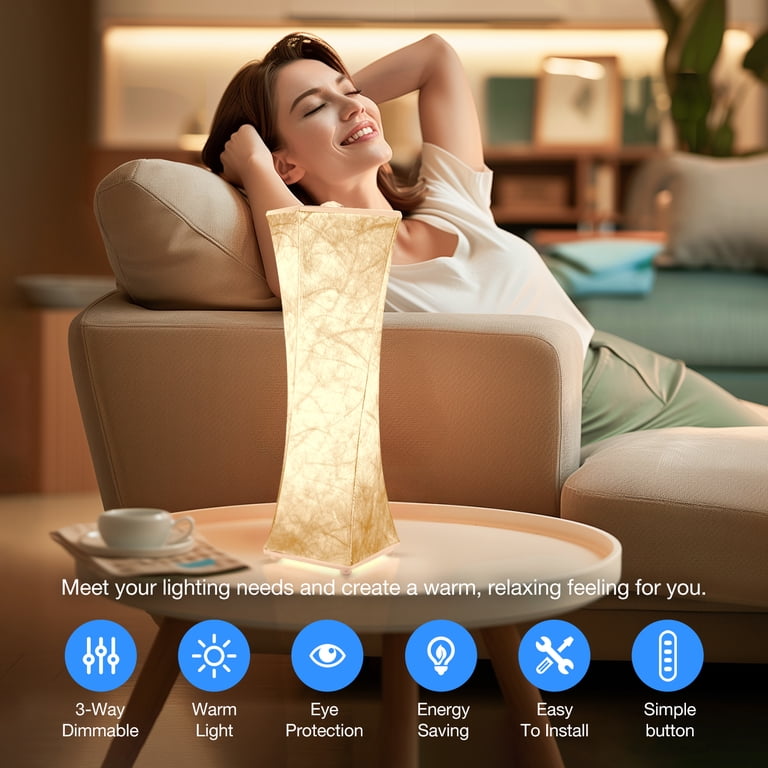 ZJOJO Table Lamp For Bedroom Set Of 2, Bedside Small Lamps With 3 Way...