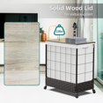 thumbnail image 4 of 110L Double Laundry Hamper with Lid, Laundry Basket with Rolling Wheels, Handwoven PP Rattan and Metal Frame Clothes Hamper, Removable Liner Bags, for Laundry Room, Bedroom, Bathroom, 4 of 4