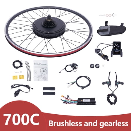 ChicHomey 48V 1000W Electric Bike Rear Wheel Conversion Kit,5-Gear PAS,for 28/29/700C Wheels,Black